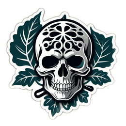 skull leaves SVG PNG design with clean design elements