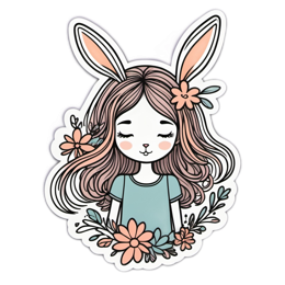 bunny girl flowers SVG PNG design with orange and pink floral elements