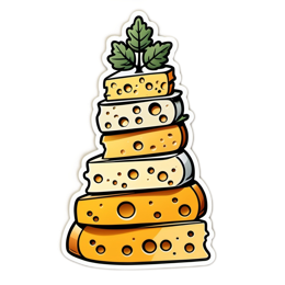 cheese stacked SVG PNG design with clean design elements, green and yellow floral elements