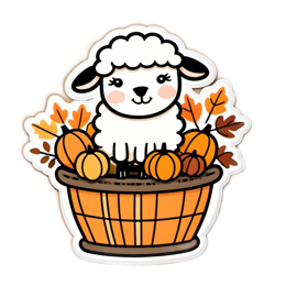 fall sheep pumpkins SVG PNG design with white and orange floral elements