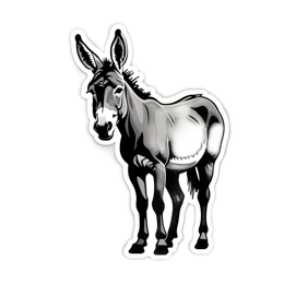 donkey blackwhite sticker SVG PNG design with clean design elements