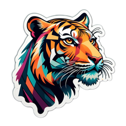 artsy tiger sticker SVG PNG design with clean design elements
