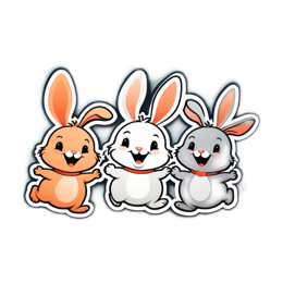 bunnies stickers SVG PNG design