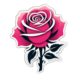 beautiful rose sticker floral SVG PNG design with clean design elements, black and pink floral elements