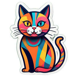 colorful cat sticker SVG PNG design with clean design elements