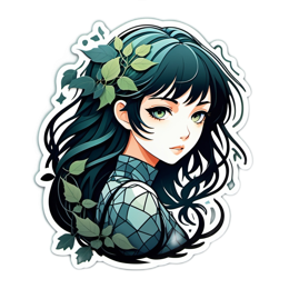 fantasy portrait SVG PNG design with red and green floral elements