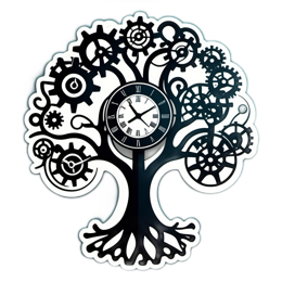time tree gears SVG PNG design with clean design elements