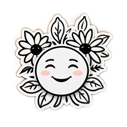 smiling face sunflowers flower SVG PNG design with floral elements