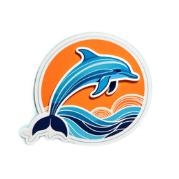 dolphin wave sticker SVG PNG design with clean design elements
