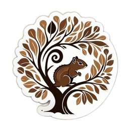 squirrel tree leaves SVG PNG design with clean design elements