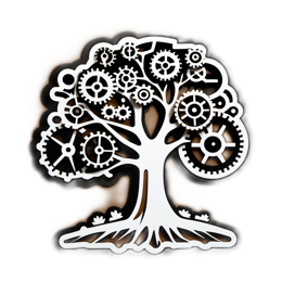tree gears SVG PNG design with clean design elements