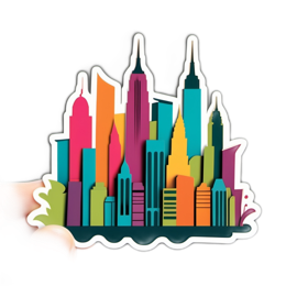 city silhouettes colors SVG PNG design with clean design elements