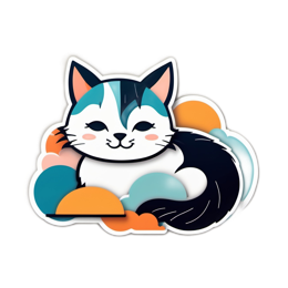 cartoon cat clouds SVG PNG design with clean design elements