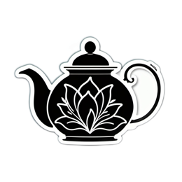 teapot black floral SVG PNG design with clean design elements, black and white floral elements