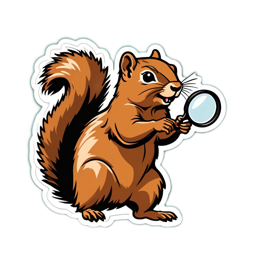 squirrel magnifying glass SVG PNG design with clean design elements