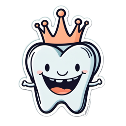 tooth character crown SVG PNG design with clean design elements