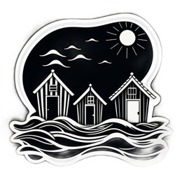 seaside houses SVG PNG design with clean design elements