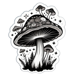 black and white mushroom SVG PNG design with clean design elements