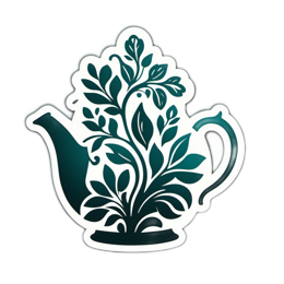 teapot leaves botanical SVG PNG design with clean design elements