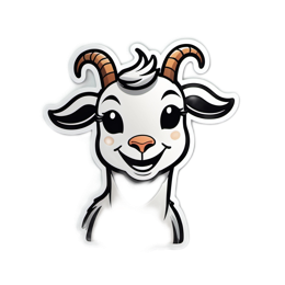 goat cartoon SVG PNG design with clean design elements