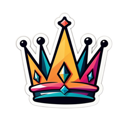 crown colorful sticker SVG PNG design with clean design elements