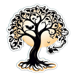 tree bats moon SVG PNG design