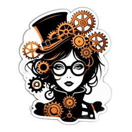 steampunk girl SVG PNG design with clean design elements