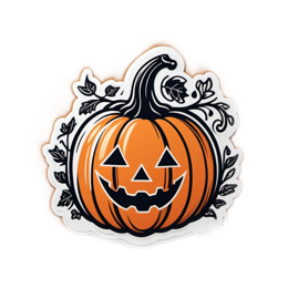pumpkin grin SVG PNG design with black and orange floral elements