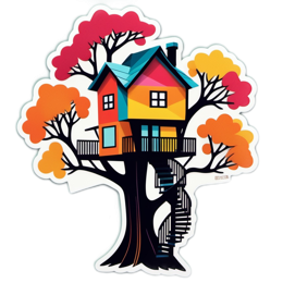 treehouse autumn SVG PNG design with clean design elements