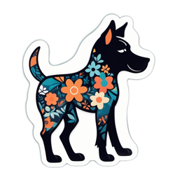 flower pattern dog SVG PNG design with clean design elements, black and orange floral elements