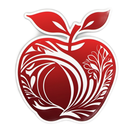 apple floral SVG PNG design with white and red floral elements