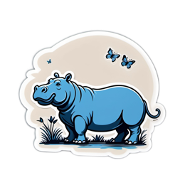 hippo butterflies SVG PNG design with clean design elements