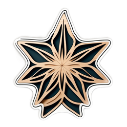 wooden star flower SVG PNG design with clean design elements, green floral elements