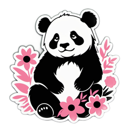 panda flowers SVG PNG design with clean design elements