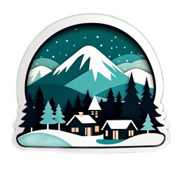 winter scenery mountains SVG PNG design with clean design elements