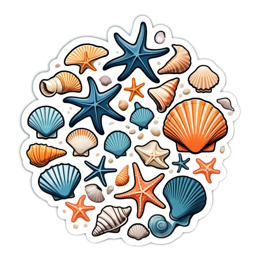seashells stickers SVG PNG design with clean design elements