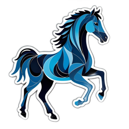 horse blue SVG PNG design with clean design elements