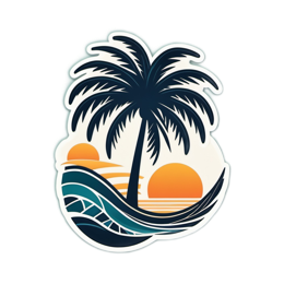 sunset palmtree SVG PNG design with clean design elements
