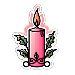 candle holly SVG PNG design with pink and green floral elements