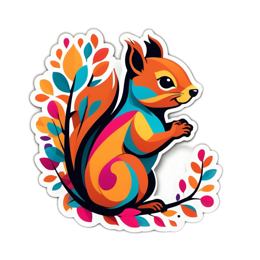 squirrel colorful SVG PNG design with clean design elements