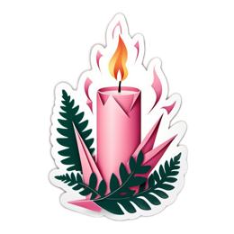 candle flame fern SVG PNG design with pink and green floral elements