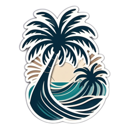 beach palms waves SVG PNG design with clean design elements