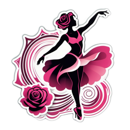 dancer roses floral SVG PNG design with clean design elements, black and pink floral elements