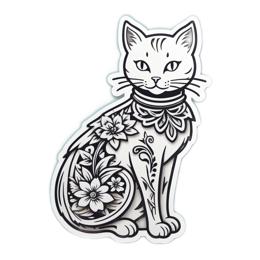 cat flowers floral SVG PNG design with black and white floral elements
