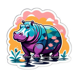 hippopotamus colorful SVG PNG design with clean design elements