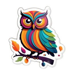 artistic colorful owl SVG PNG design with clean design elements