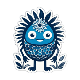 character flower SVG PNG design with blue floral elements