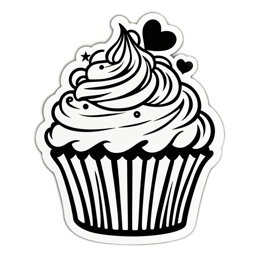 cupcake black white SVG PNG design with clean design elements