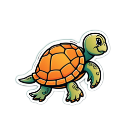 sticker cartoon turtle SVG PNG design with clean design elements
