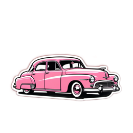 vintage car pink SVG PNG design with clean design elements